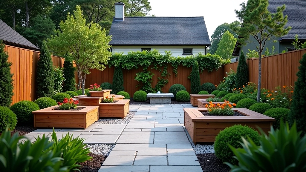 Complete landscape transformation with raised beds and patio